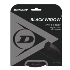Dunlop Tennissaite Black Widow (Haltbarkeit+Spin) Schwarz 12m Set